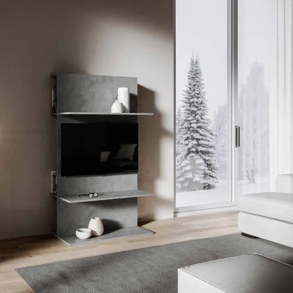 Mobile porta TV 100x170h cm con foro passacavi Antracite Spatolato - LOKI A