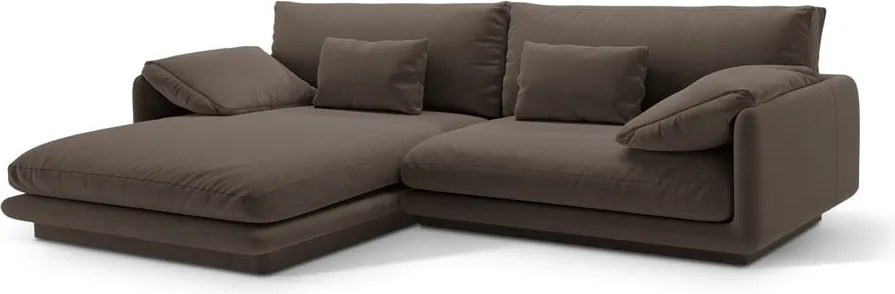 Divano angolare marrone (con penisola a sinistra/con chaise lounge) con rivestimento in velluto Torino – Micadoni
