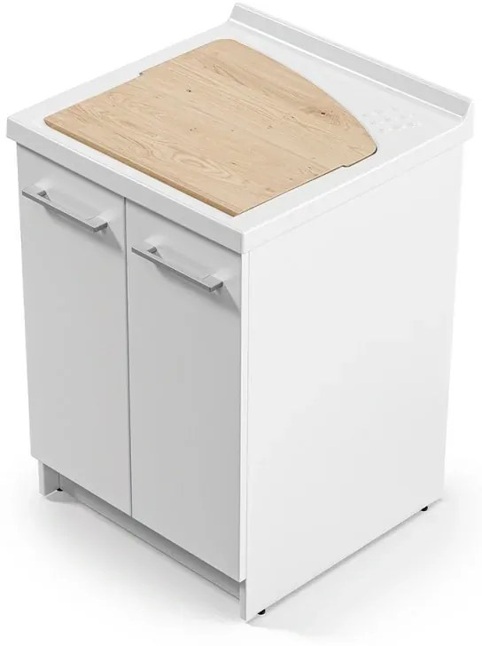 Mobile lavatoio 61x50 cm Revine vasca in ceramica e asse in legno