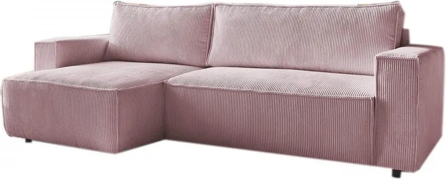 Divano letto a coste rosa ad angolo variabile Nihad - Bobochic Paris
