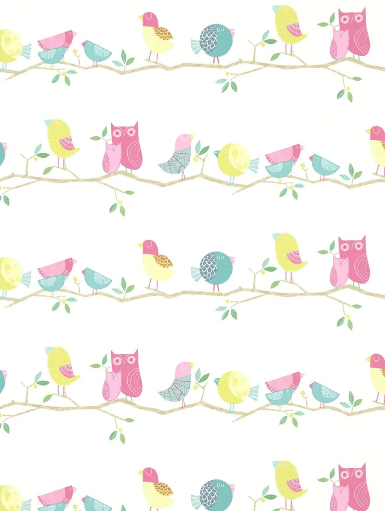 Harlequin Tapete What A Hoot - Pink Aqua Apple
