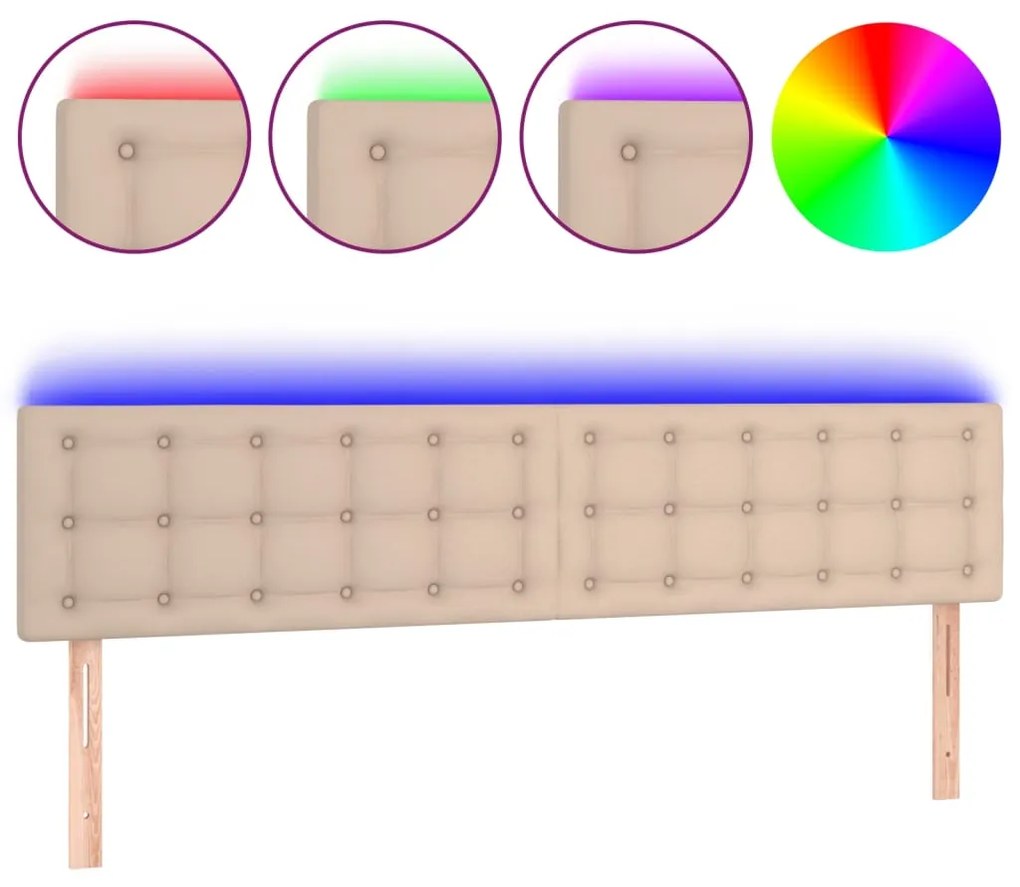 Testiera cappuccino a led 160x5x78/88 cm in similpelle