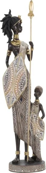 Masai Tribal Con Figlio Cm 11,5X8,5X46