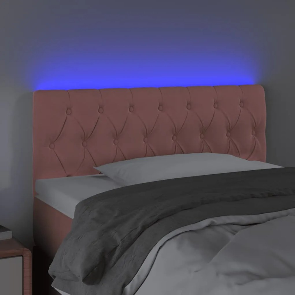 Testiera a led rosa 100x7x78/88 cm in velluto