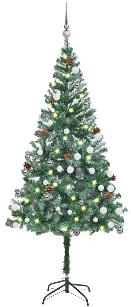 Albero Di Natale Preilluminato Con Palline E Pigne 180 Cm /