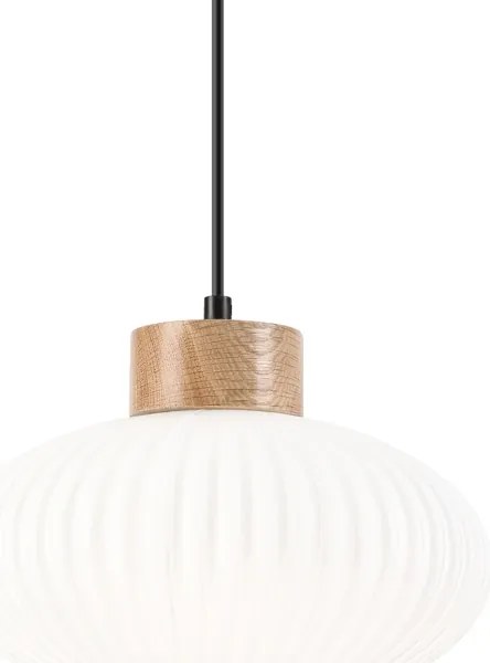 Lampadario a sospensione con filo HARMONY 1xE27/15W/230V diametro 25 cm bianco/quercia