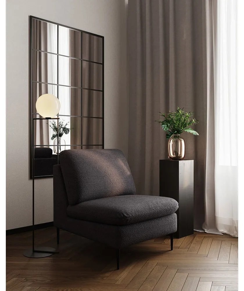 Poltrona nera in tessuto bouclé Moilo - MESONICA