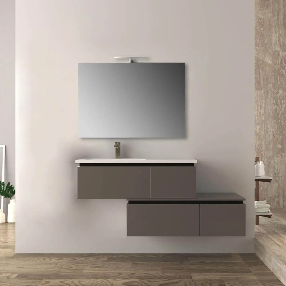 Mobile bagno 140 cm sospeso grigio talpa Slide