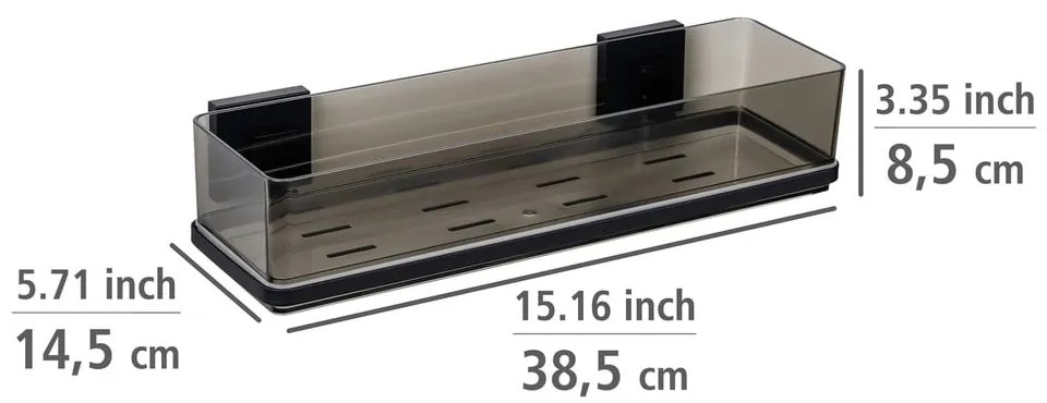 Mensola in plastica nera autoportante per il bagno Quadro - Wenko