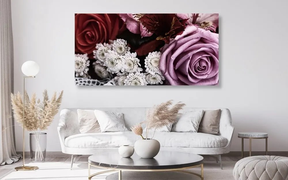 Stampa su tela – Bouquet di rose in stile retrò