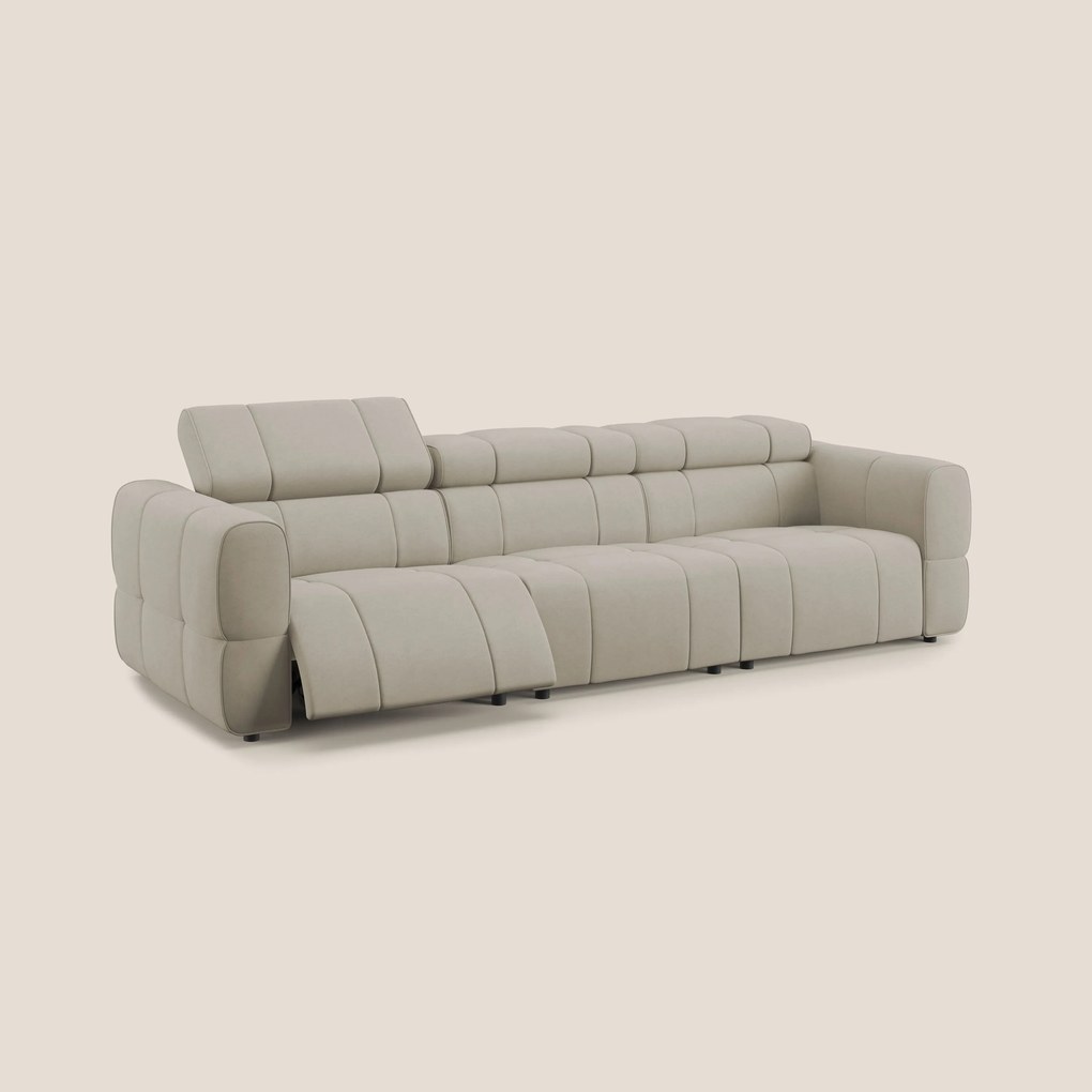 Giotto Divano modulare a 3 sedute con opzione relax elettrico in microfibra effetto velluto impermeabile T09