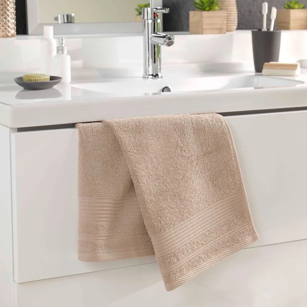 Asciugamano beige in spugna di cotone 50x90 cm Tendresse - douceur d'intérieur