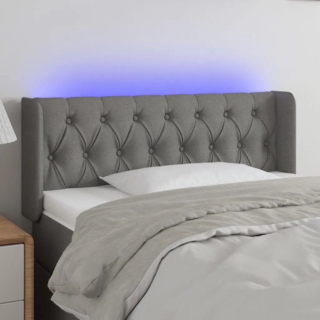 Testiera A Led Grigio Scuro 103x16x78/88 Cm İn Tessuto /