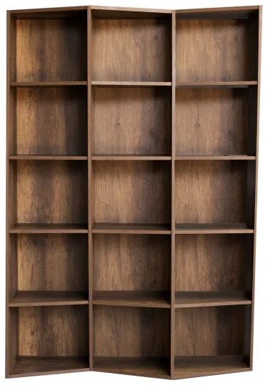 Libreria in legno Noce 137x200h cm con 3 elementi e vani trapezoidali TREK