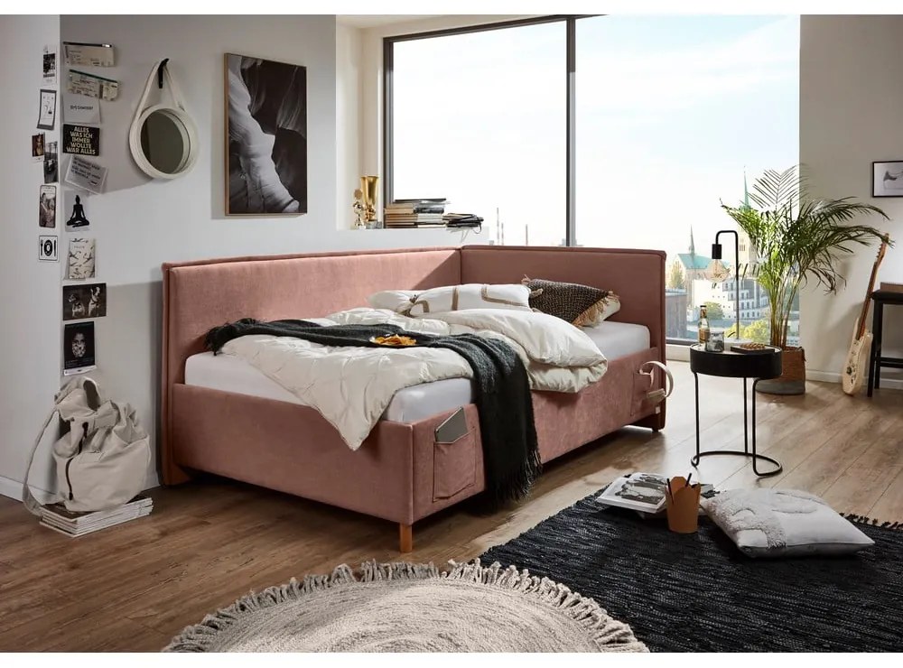 Letto da bambini con sponde rosa imbottito rete non inclusa 90x200 cm Fun – Meise Möbel