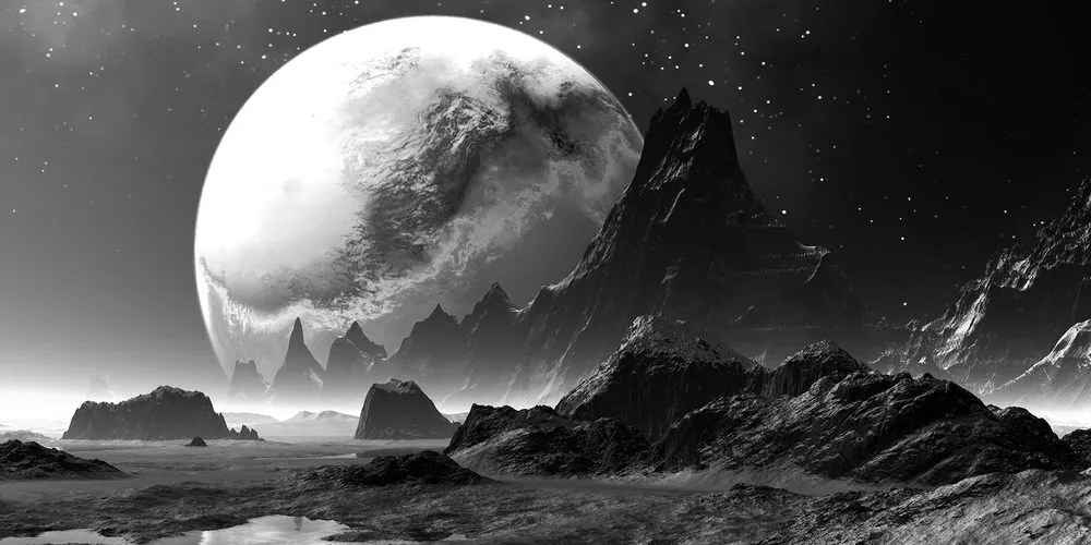 Stampa su tela – Paesaggio fantastico in bianco e nero