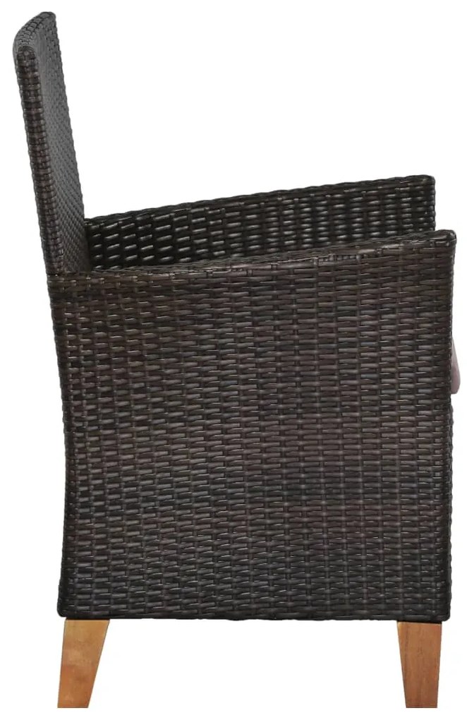 Sedie da esterno con cuscini 2 pz in polyrattan marrone