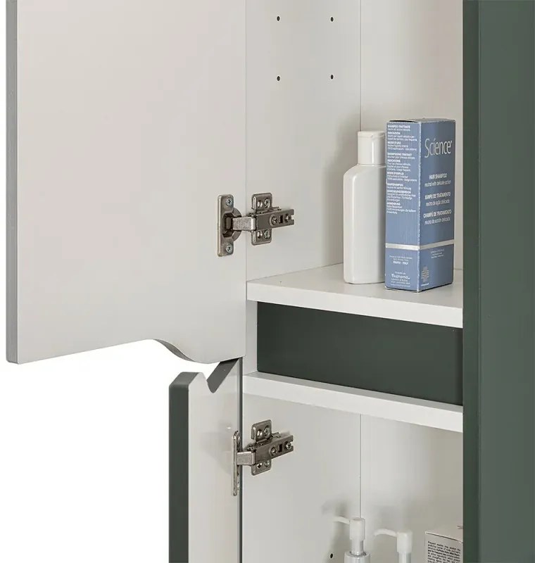 Pensile bagno sospeso 150 H verde con ripiani regolabili Maiori/Minori