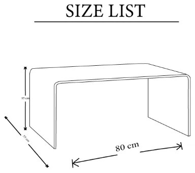 Tavolino arredo in vetro curvato trasparente GHOY L120 x P60 x H35