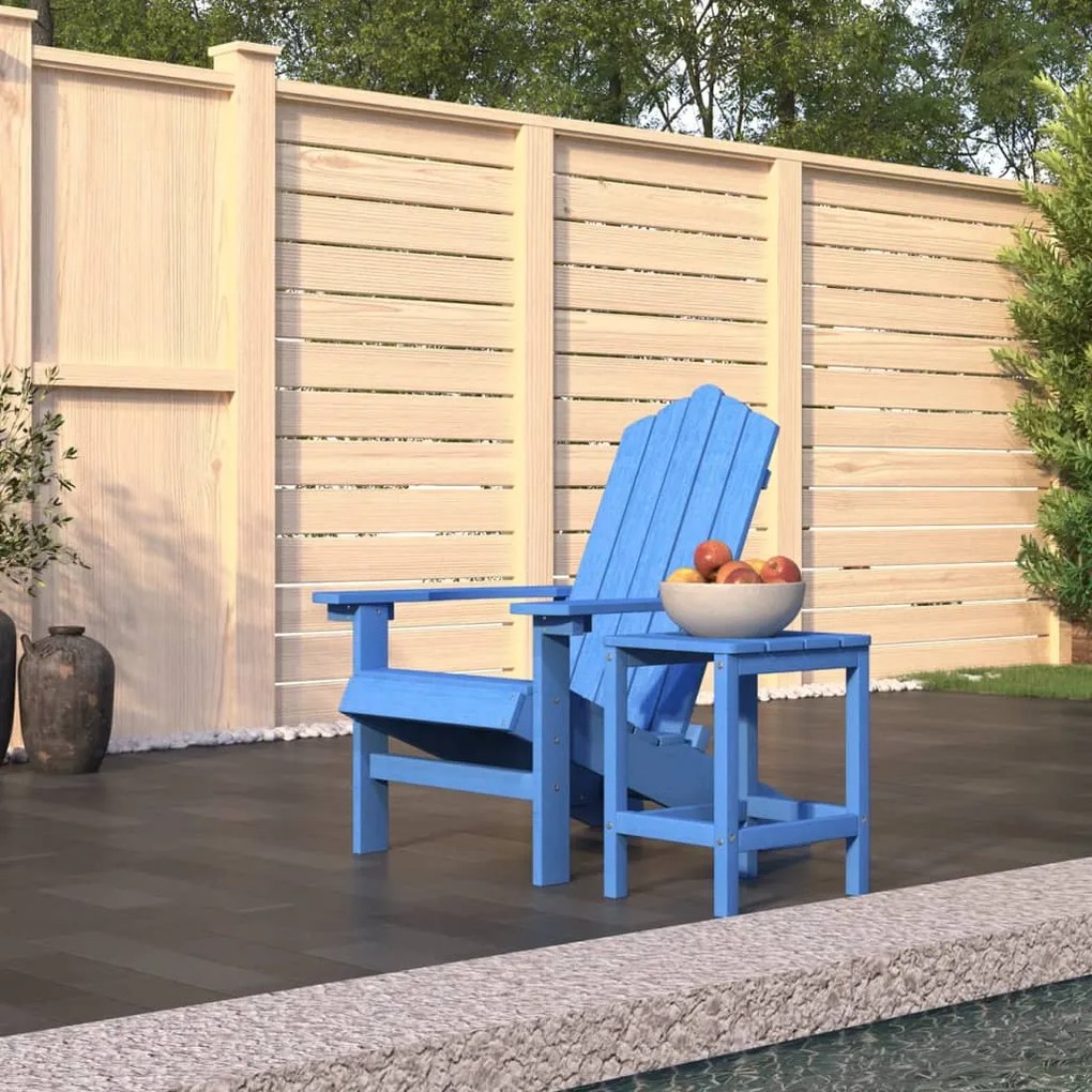 Sedia da giardino con tavolo adirondack in hdpe blu