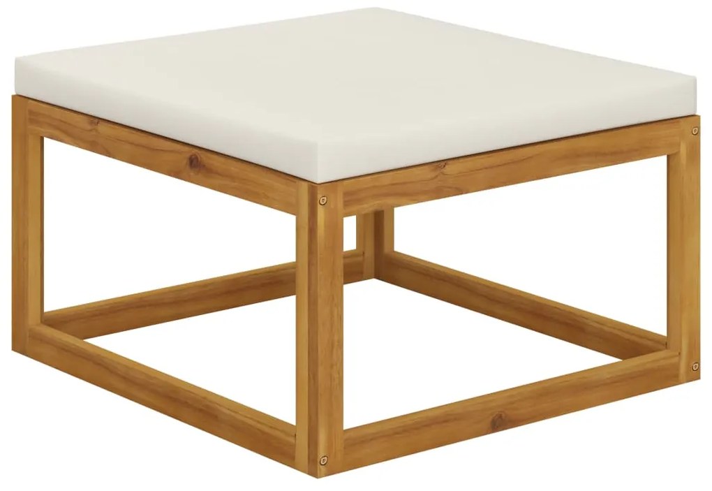 Set Divani da Giardino 3 pz con Cuscini Crema in Legno Acacia