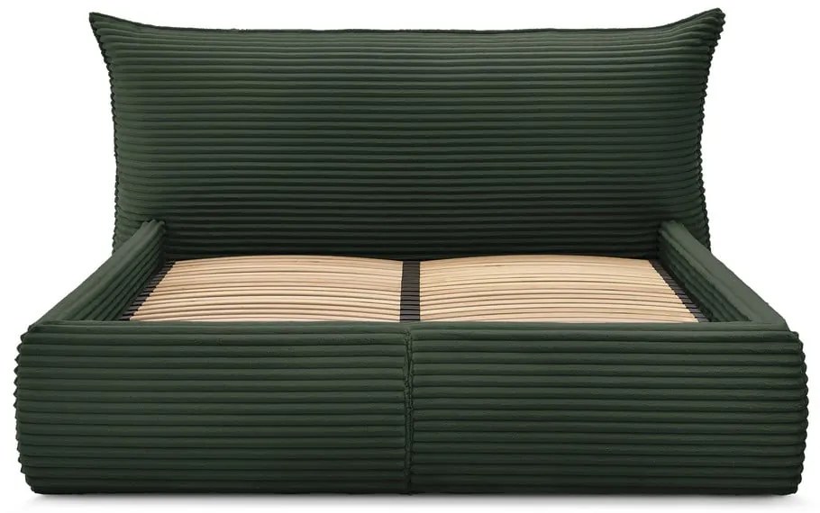 Letto matrimoniale in verde scuro imbottito con spazio contenitivo con griglia inclusa 180x200 cm Jade – Bobochic Paris