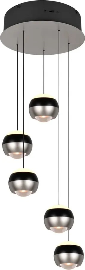 Lampadario LED nero e argentato ø 30 cm Orbit – Trio Select