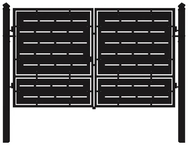 Cancello manuale con serratura elettrica Privacy in ferro, apertura centrale, L 308.5 x H 5 cm, di colore nero