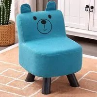 Pouf Sedia Bambini Design Orsetto Sgabello Poggiapiedi Morbido Blu