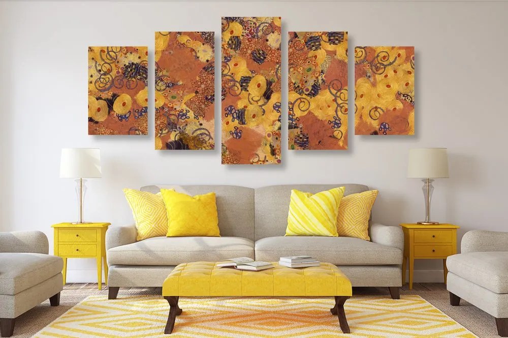 Quadri 5 pezzi – Astrazione ispirata a G. Klimt