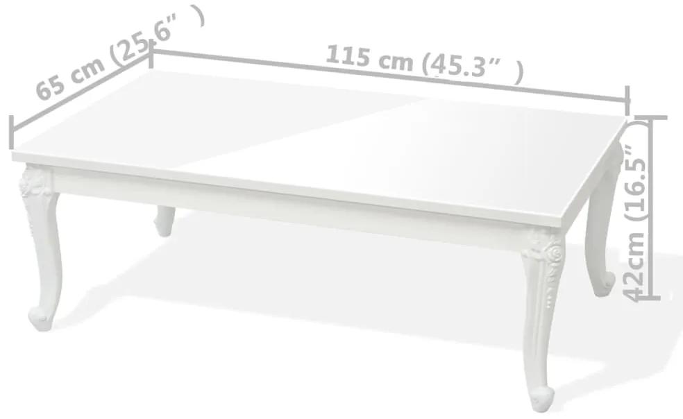 Tavolino da Caffè 115x65x42 cm Bianco Lucido