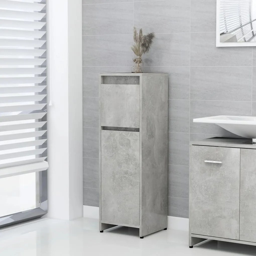 Mobile Da Bagno Grigio Cemento 30x30x95 Cm İn Legno Multistrato /