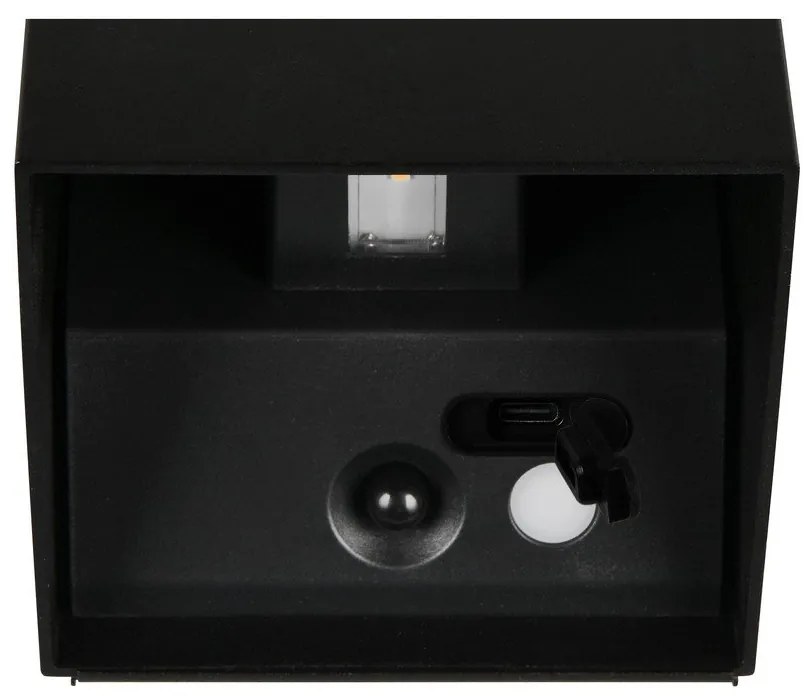 Illuminazione esterna LED con ricarica USB con sensore di movimento da parete (altezza totale 10 cm) Genie – Trio