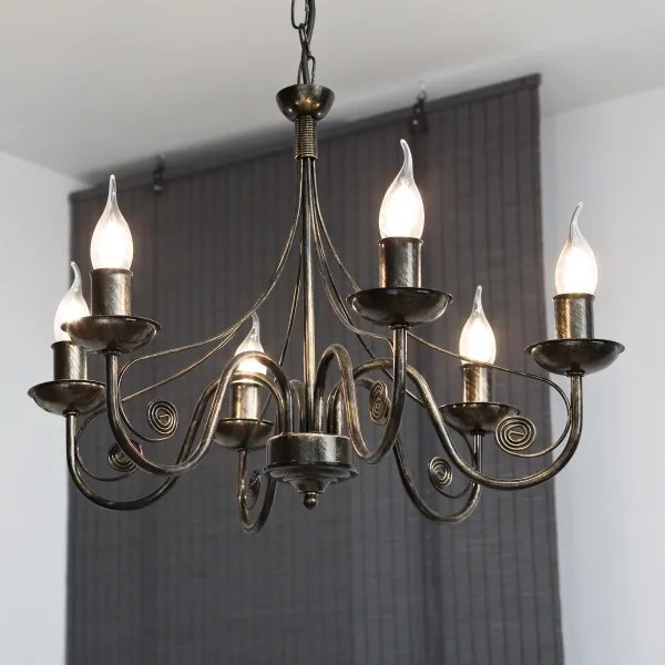 Lampadario a sospensione con catena DONATO 6xE14/40W/230V