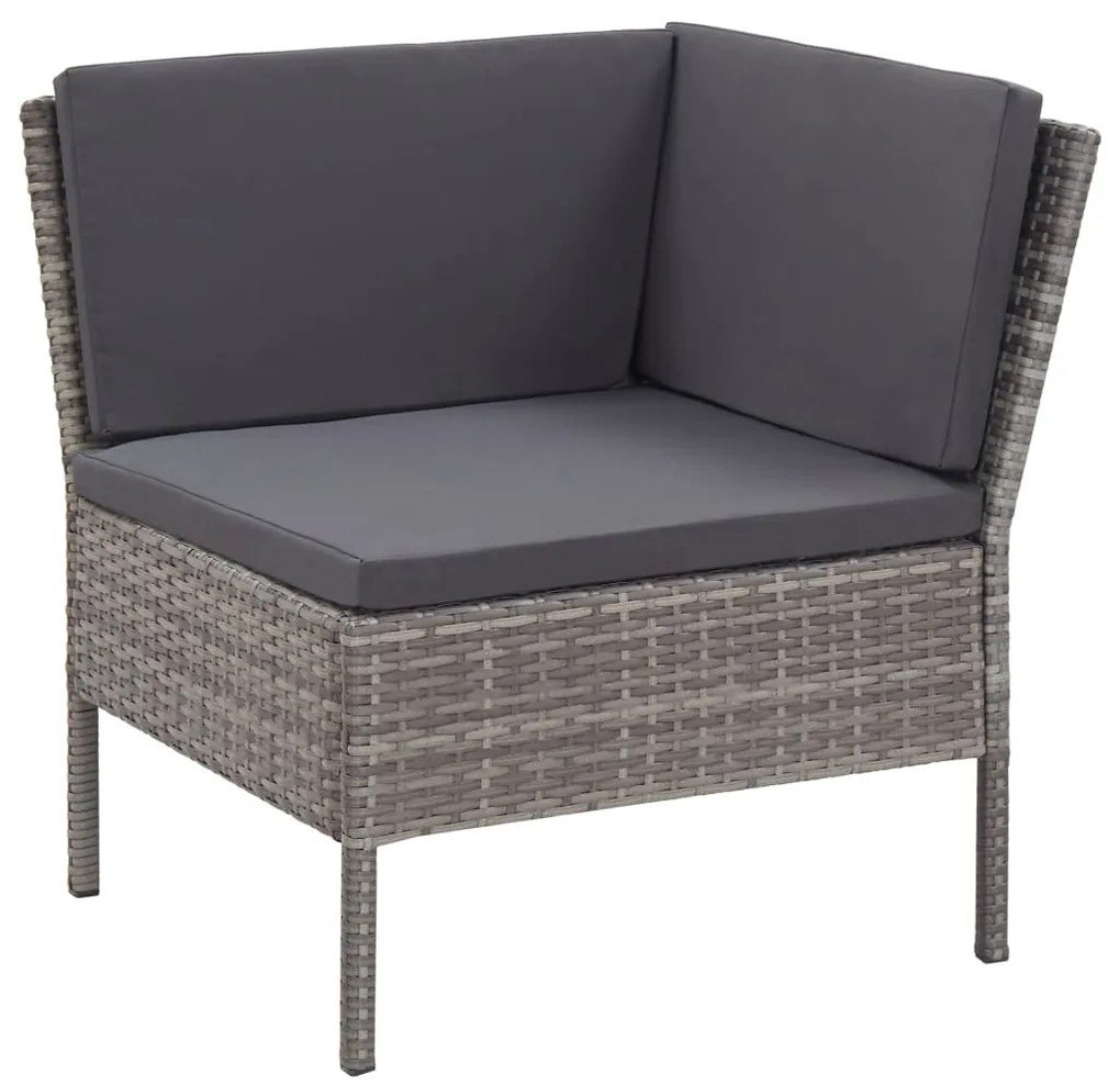 Set divani da giardino 3 pz con cuscini in polyrattan grigio