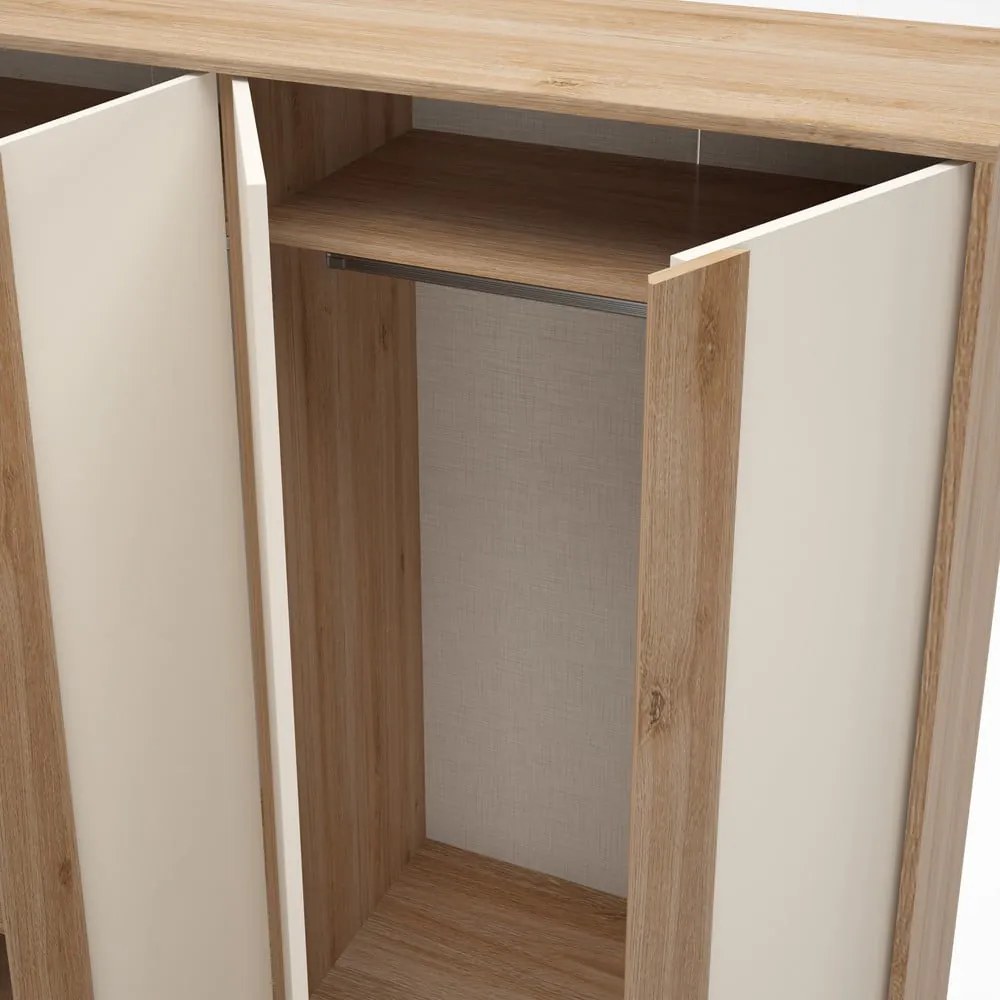 Armadio effetto rovere in colore crema-naturale 180x197,5x53 cm Dennis - Marckeric