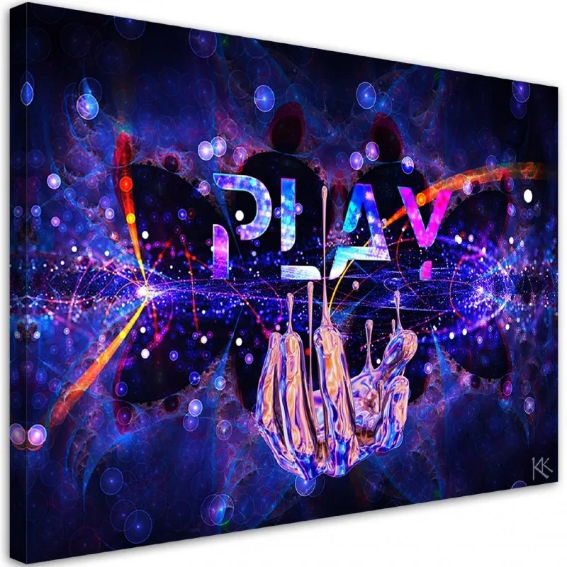 Quadro su tela, Neon con il gioco dell'iscrizione  Dimensioni 100x70