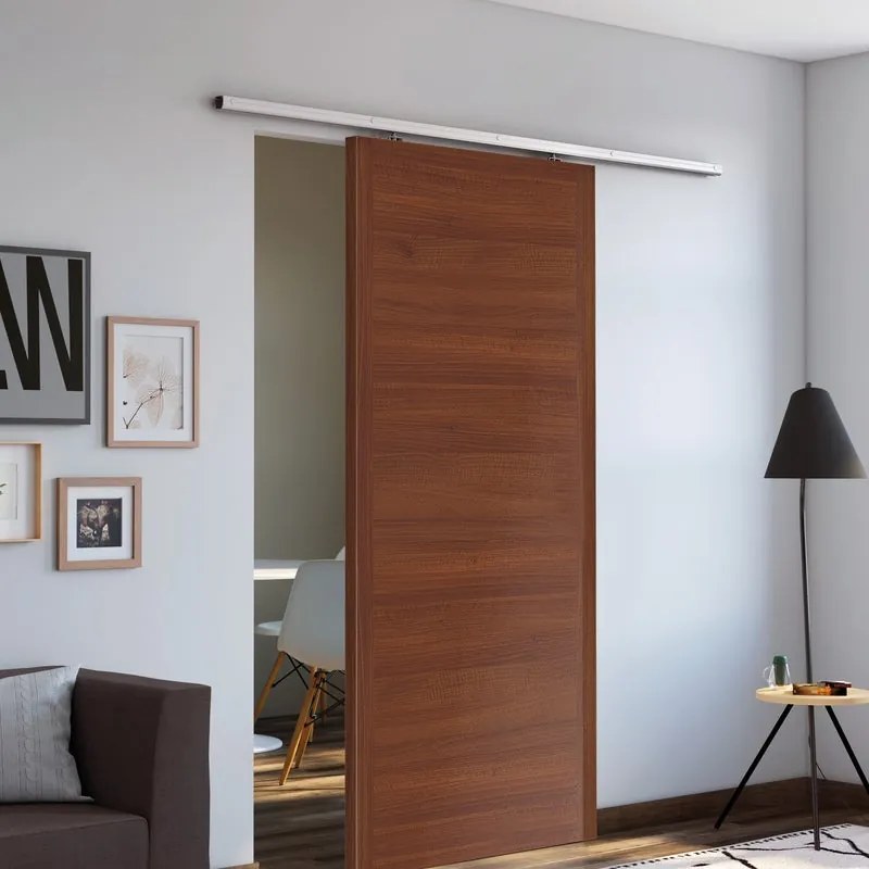 Porta scorrevole reversibile Rustic in mdf marrone, L 93 x H 212 cm, con binario Belem