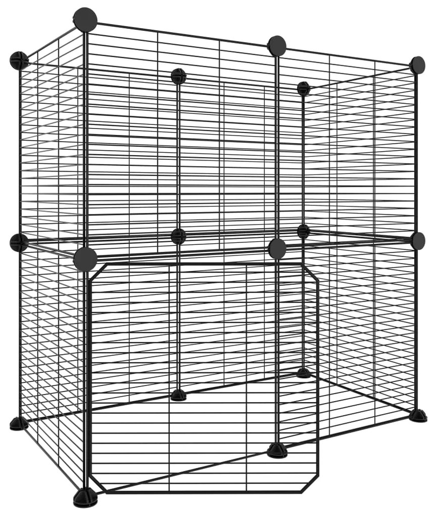 Gabbia per animali 12 pannelli con porta nero 35x35 cm acciaio