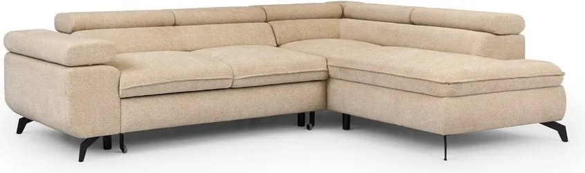 Divano angolare beige (con penisola a destra/a L) con rivestimento in ciniglia Marbeya – Ropez