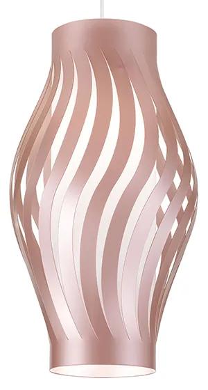 Sospensione Moderna 1 Luce Helios In Polilux Rosa Metallico H40 Made In Italy