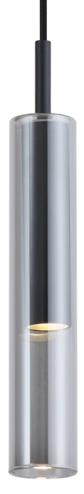 Faretto moderno nero con vetro fumé per sistema a binario monofase - Slimline Loyce