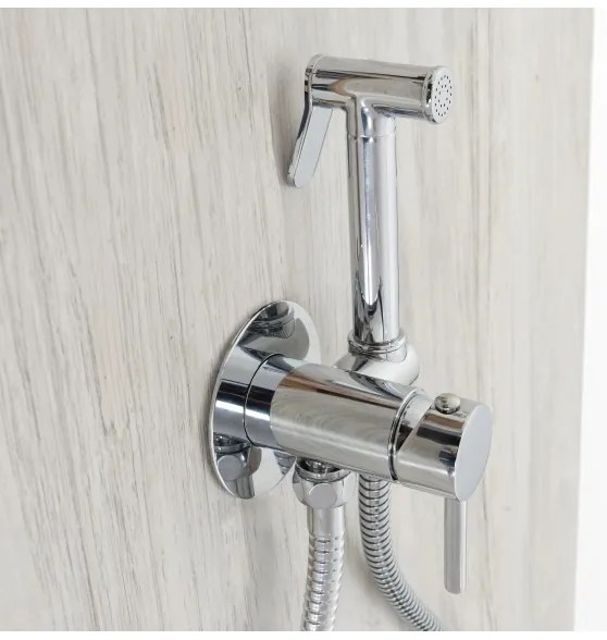 REA-B4106-Bidet. miscelatore per bidet con doccetta per installazione a incasso LUNGO, cromo lucido