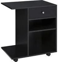 Easycomfort Mobile Porta Stampante in Legno Nero con 1 Cassetto, 2 Ripiani e Mensola CPU, per Ufficio 60x40x68.5cm