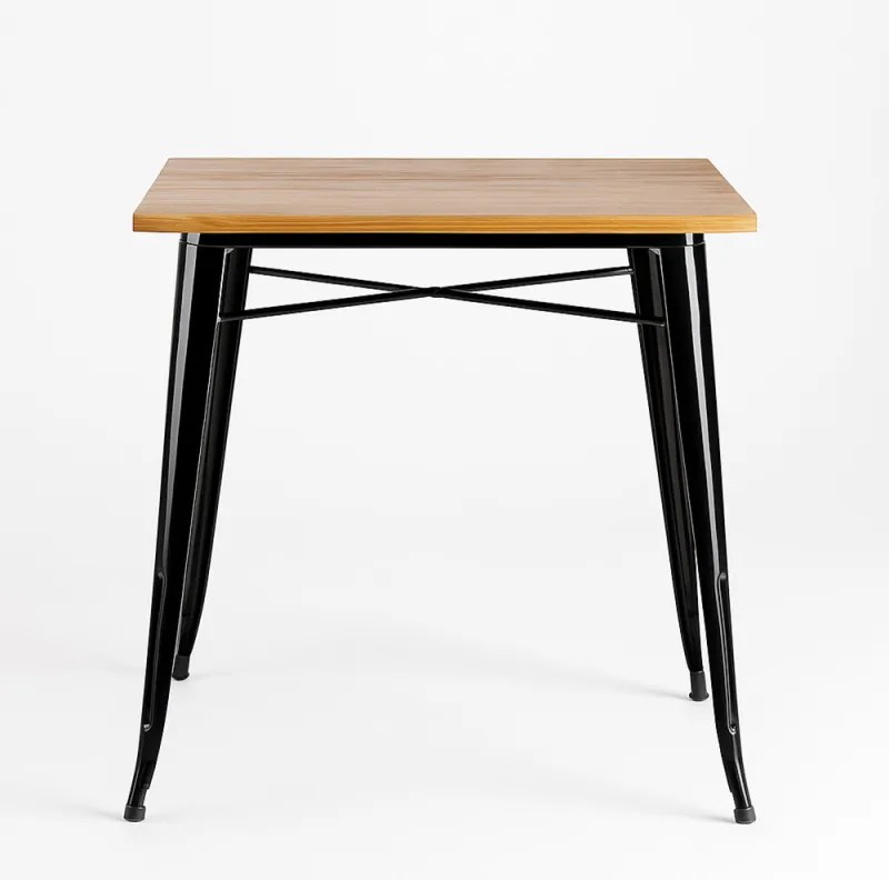 Tavolo Torix Quadrato Legno Naturale 80 cm - Nero