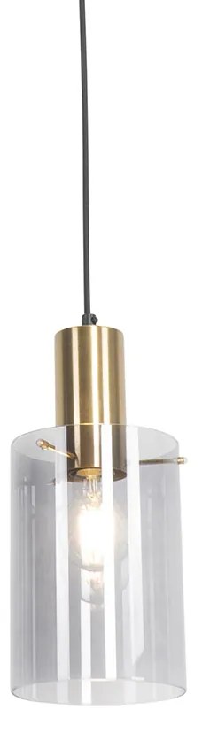 Lampada a sospensione intelligente in ottone con vetro fumé incl. Wifi A60 - Vidra