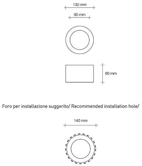 Doride ip44 incasso 1 luce round