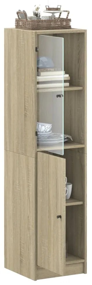 Credenza con anta in vetro rovere sonoma 35x37x142 cm