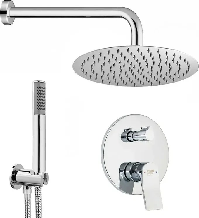 Set doccia incasso con braccio soffione e kit doccino acciaio cromo linea Sound