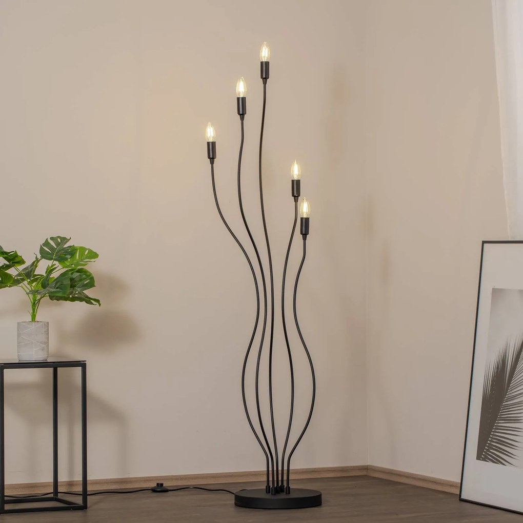 Opviq Lampada da terra Bonibon 13231 nero metallo altezza 155 cm a 5 luci